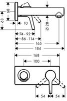 Hansgrohe Talis S afbouwdeel eengreeps wastafelkraan 165 mm 72110000 - thumbnail