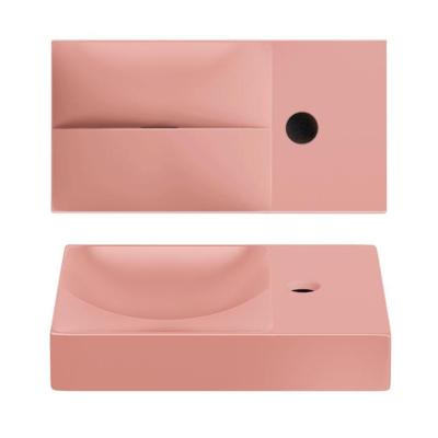 Clou Vale fontein 38 cm met kraangat rechts mat roze keramiek CL/03.40161.01.R Clou Vale fontein 38 cm met kraangat rechts mat roze keramiek CL/03.40161.01.R