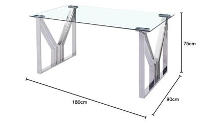Eettafel DKD Home Decor Kristal Zilverkleurig Transparant Staal 180 x 90 x 75 cm