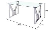Eettafel DKD Home Decor Kristal Zilverkleurig Transparant Staal 180 x 90 x 75 cm - thumbnail