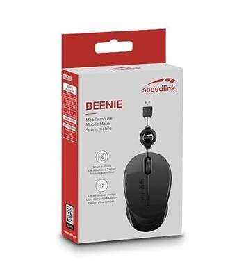 SpeedLink BEENIE Muis USB Optisch Zwart 3 Toetsen 1200 dpi Met kabelroller