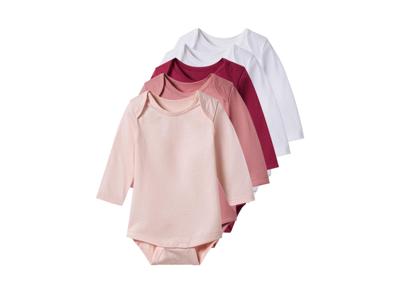 lupilu Set van 5 baby rompers (Rood/lichtroze/wit, 86/92)