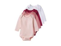 lupilu Set van 5 baby rompers (Rood/lichtroze/wit, 86/92) - thumbnail