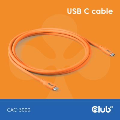 Club3D USB4 Gen 3x2 20Gbps 240W USB Type-C 2m Oranje Club3D USB4 Gen 3x2 20Gbps 240W USB Type-C 2m Oranje
