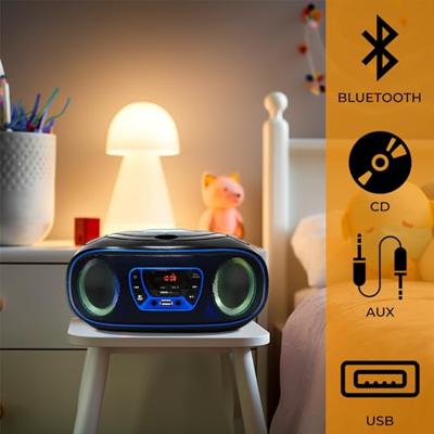 Denver TCL-212BT Radio/CD-speler VHF (FM) AUX, CD, USB, Bluetooth Sfeerverlichting Blauw