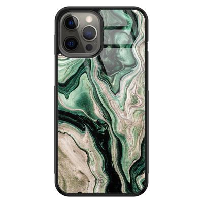 iPhone 12 Pro Max glazen hardcase - Green waves iPhone 12 Pro Max glazen hardcase - Green waves