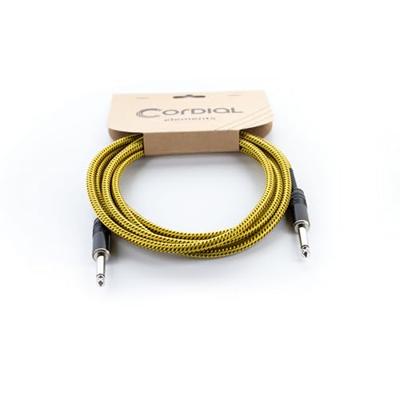 Cordial 14763 Jackplug Audio Aansluitkabel [1x Jackplug male 6,3 mm (mono) - 1x Jackplug male 6,3 mm (mono)] 1.50 m Zwart, Geel Textielmantel