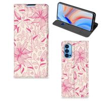 OPPO Reno4 Pro 5G Smart Cover Pink Flowers - thumbnail