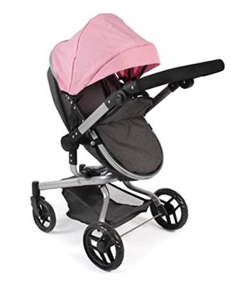 Combi-poppenwagen Yolo - Melange Roze