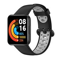 By Qubix - Tweekleurige sportband - Zwart met grijs - Compatible met Xiaomi Redmi Watch 2 (Lite) - Compatible Xiaomi bandje - thumbnail