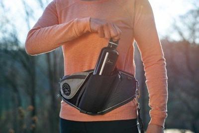 Hunter Belt pouch with anti-jerk leash Jasper Grijs, Rood Hond Handsfree riem Hunter Belt pouch with anti-jerk leash Jasper Grijs, Rood Hond Handsfree riem