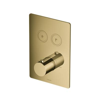 Douchethermostaat Hotbath Cobber Inbouw 2 Pushbuttons Vierkant Gepolijst Messing (excl. inbouwdeel) Living Colours