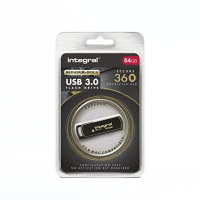 USB-stick Integral 3.0 Secure 360 64GB zwart USB-stick Integral 3.0 Secure 360 64GB zwart