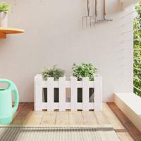 Plantenbak met hekontwerp 60x30x30 cm massief grenenhout wit - thumbnail