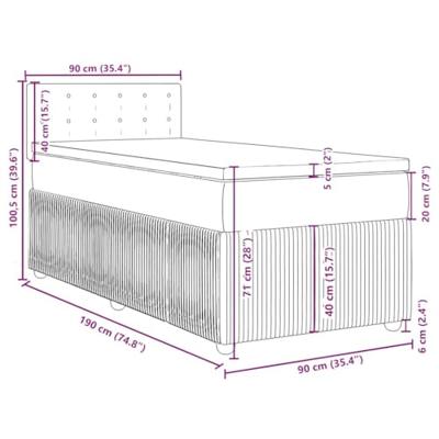 Boxspring met matras fluweel lichtgrijs 90x190 cm