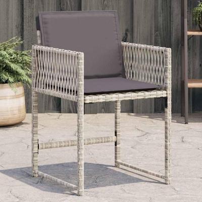 Tuinstoelen 4 st met kussens poly rattan lichtgrijs