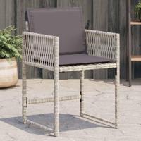 Tuinstoelen 4 st met kussens poly rattan lichtgrijs - thumbnail