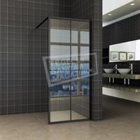 Maaz inloopdouche met raster en handdoekhouder 900 x 2000 x 10 mm helder glas/mat zwart - thumbnail