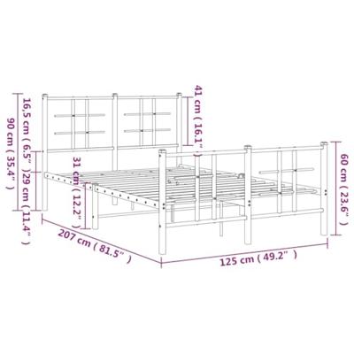 Bedframe met hoofd- en voeteneinde metaal zwart 120x200 cm Bedframe met hoofd- en voeteneinde metaal zwart 120x200 cm