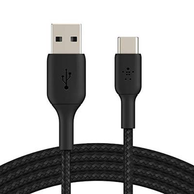 Belkin BoostCharge gevlochten USB-C-kabel, USB-C/USB-A kabel, USB Type-C-kabel, oplader kabel voor iPhone 15, Plus, Pro, Pro Max, Samsung Galaxy S24, Pixel, iPad, Nintendo Switch, meer, 3 m, zwart