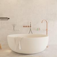 Ligbad Vrijstaand Ideavit Solidround 135x49 cm Solid Surface Mat Wit - thumbnail