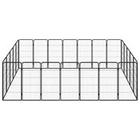Hondenkennel 24 panelen 50 x 100 cm gepoedercoat staal zwart - thumbnail