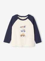 T-shirt baby met lange mouwen en een geplaatste print aan de voorkant marineblauw - thumbnail