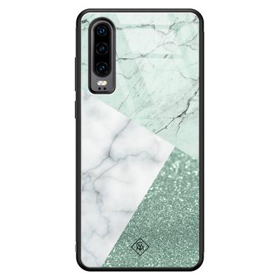 Huawei P30 glazen hardcase - Minty marmer collage Huawei P30 glazen hardcase - Minty marmer collage