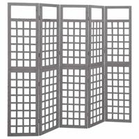 Kamerscherm/trellis met 5 panelen 201,5x180 cm vurenhout grijs - thumbnail