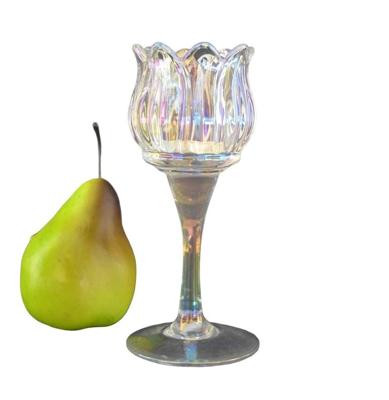 Theelichth 'tulip' s luster pearl glas 7x7x16cm Van Manen - Van manen