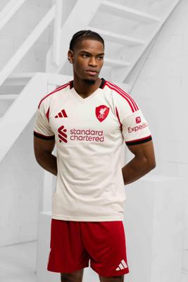 Liverpool Uit Shirt Senior 2025/2026 - Maat XL - Kleur: BeigeRood | Soccerfanshop