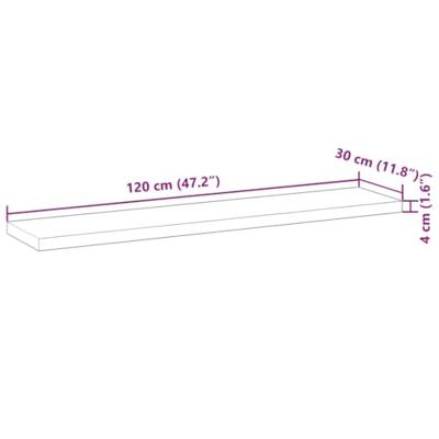 Wandschappen 4 st zwevend 120x30x4 cm onbehandeld acaciahout
