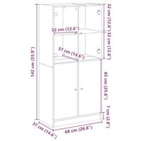 Hoge kast met deuren 68x37x142 cm bewerkt hout gerookt eiken - thumbnail