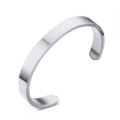 8mm breedte vrouwen mannen roestvrijstalen oppervlakte armband Bangle (zilver)
