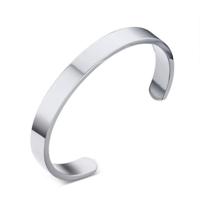 8mm breedte vrouwen mannen roestvrijstalen oppervlakte armband Bangle (zilver) - thumbnail