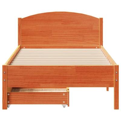Bedframe zonder matras massief grenenhout wasbruin 75x190 cm