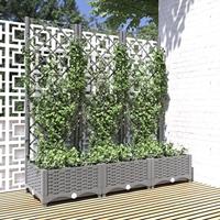 VidaXL Plantenbak met latwerk 120x40x121,5 cm polypropeen lichtgrijs - thumbnail