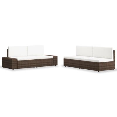4-delige Loungeset poly rattan bruin