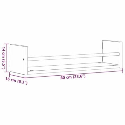 Wandplank 2 pcs Zwart eiken 60 x 16 x 14 cm Bewerkt hout