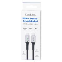 LogiLink CU0433 USB-C-kabel USB 3.2 Gen2x2 USB-C stekker 1.50 m Zwart Met LED, 4K UHD, Stekker past op beide manieren - thumbnail