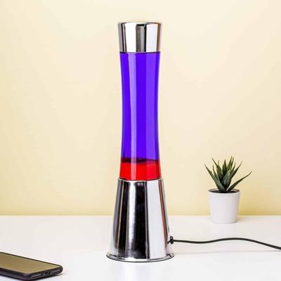 Lavalamp Zilver Met Paarse Vloeistof En Rode Lava Lavalamp Zilver Met Paarse Vloeistof En Rode Lava