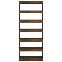 Boekenkast/kamerscherm 80x30x198 cm bewerkt hout gerookt eiken - thumbnail