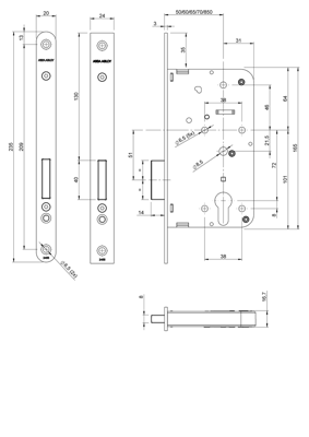 ASSA ABLOY 2455 Kastslot | DM60mm | PC | voorplaat staal gelakt 24x235mm rechthoekig | DR 1+2+3+4 - 7962024 ASSA ABLOY 2455 Kastslot | DM60mm | PC | voorplaat staal gelakt 24x235mm rechthoekig | DR 1+2+3+4 - 7962024