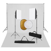 Fotostudioset met softboxlampen, achtergrond en reflector - thumbnail