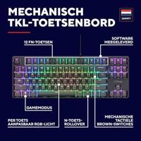 Trust gxt 864 cada compact mechanisch tkl-gamingtoetsenbord, gaming toetsenbord (zwart, us lay-out, huano brown, rgb) - thumbnail
