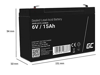 Green Cell AGM40 UPS-accu Sealed Lead Acid (VRLA) 6 V 15 Ah