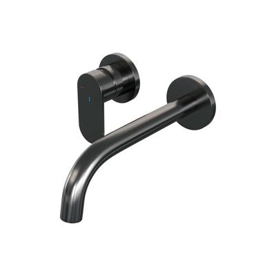 Brauer Gunmetal Edition Inbouw Wastafelmengkraan met Gebogen Uitloop en Rozetten Model C2 Gunmetal Geborsteld PVD