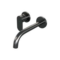 Brauer Gunmetal Edition Inbouw Wastafelmengkraan met Gebogen Uitloop en Rozetten Model C2 Gunmetal Geborsteld PVD - thumbnail