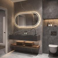 HIPP Design Phantom Ovaal Rechte LED spiegel - 140 x 70 cm - Directe en Indirecte LED - Spiegelverwarming - Kleurenwissel - Touch Dimmer - thumbnail