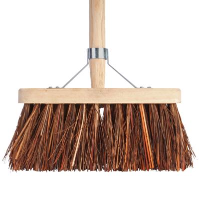Bezem 28 cm breed natuurvezel haren 140 cm steel Talen Tools - Talentools